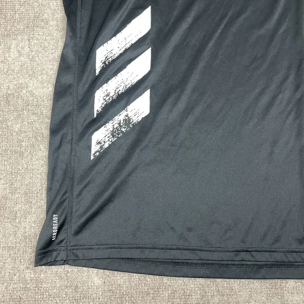 Adidas Aeroready Running T-Shirt Mens XL Black Chest Logo Athletic Sportswear